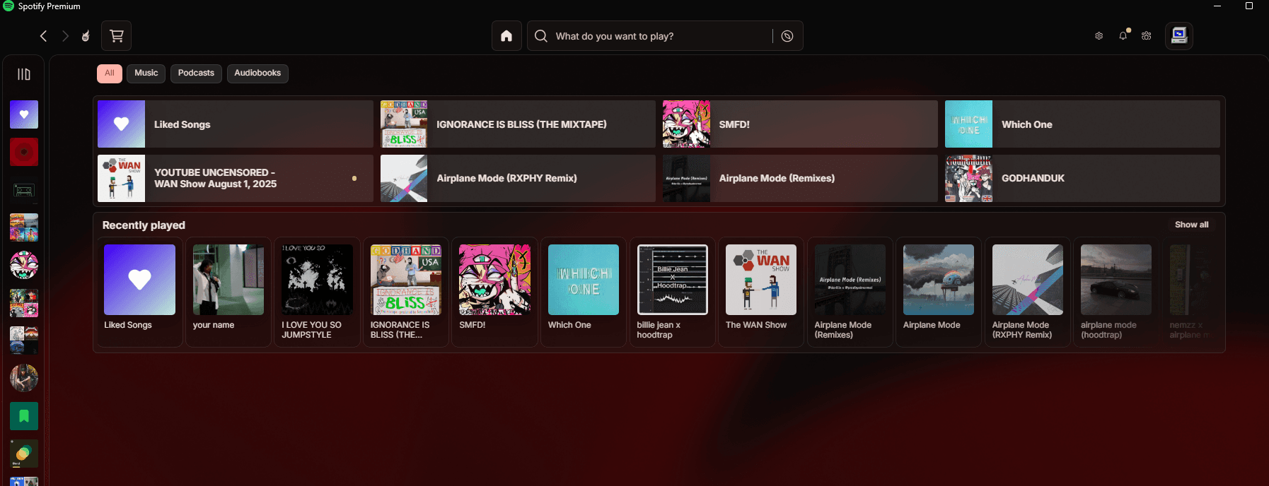 Spotify music streaming interface with transparency effects